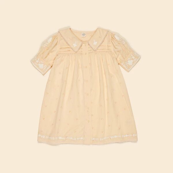 Apolina Bette Dress 5-7y ワンピース ドレス 新品 刺繍 レース セーラー カラー 襟 衿 半袖 アポリナ