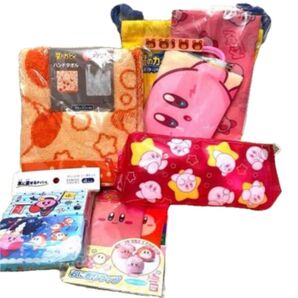 【新品未使用】星のカービィ つめ合わせ(巾着3点他3点) ピンク,橙色 ハンドタオル 給食袋