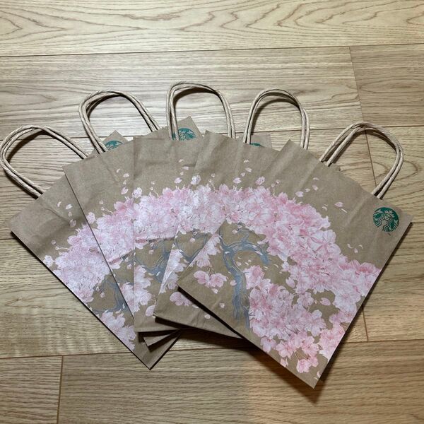 スターバックス SAKURA ショッパー 桜 ショップ袋 5枚 さくら2025 紙袋 リメイク スタバ ショッパー
