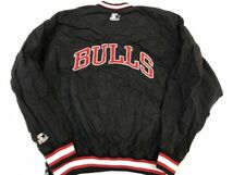 【古着 レア美品STARTER BULLS NBA練習用ジャケット黒L】スターターバスケブルズジョーダンアップ着シカゴブルズT.O.0027_画像7