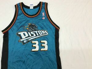 【古着GAME TOPSレア美品championpistonsHILLユニフォームタンクトップ青44】バスケチャンピオンヒルNBAピストンズ大きめvintageビンテージ