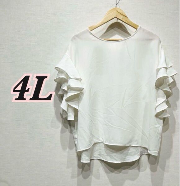 大きいサイズ フリル袖ブラウス 4L