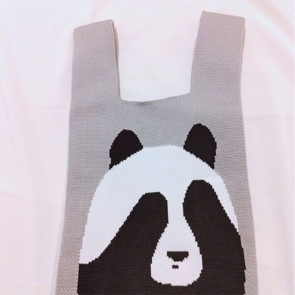 可愛い ミニトートバッグ パンダ サブバッグ ニットバッグ エコバッグ 手提げ コンパクト レディース ハンドバッグ
