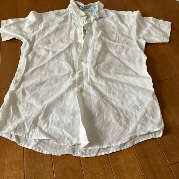 白シャツ メンズシャツ リネン 麻 ホワイト M メンズ 未使用