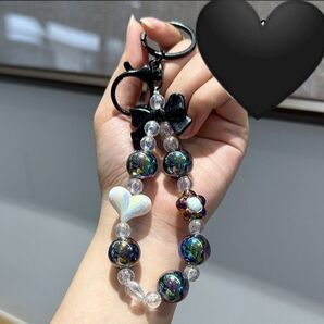 【ビーズキーホルダー】ブラック 黒