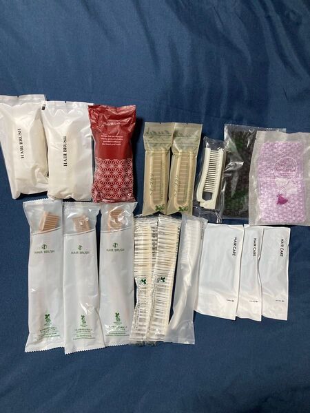 ヘアブラシ12個・ヘアバンドヘアターバン5個 ホテルアメニティ新品未開封セット