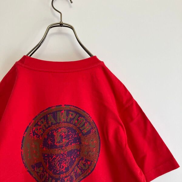 古着 チャンピオン 半袖Tシャツ L レッド系 背面プリント