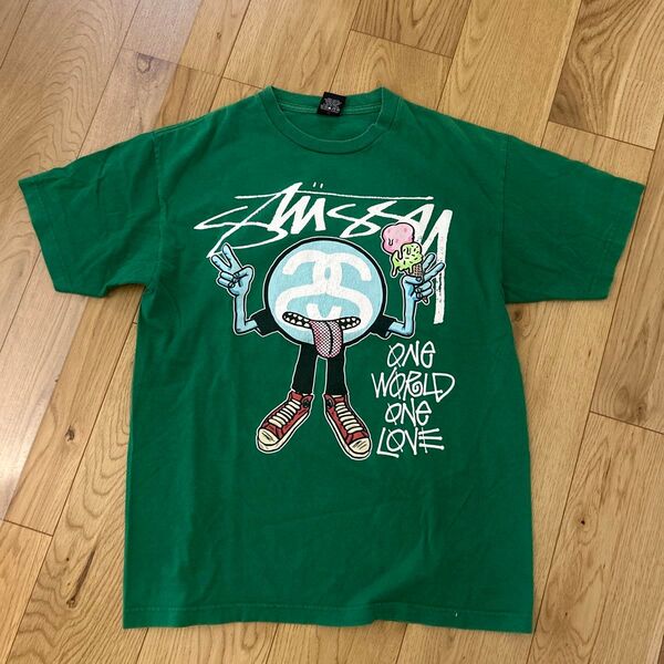 00s STUSSY Tシャツ グリーン プリント