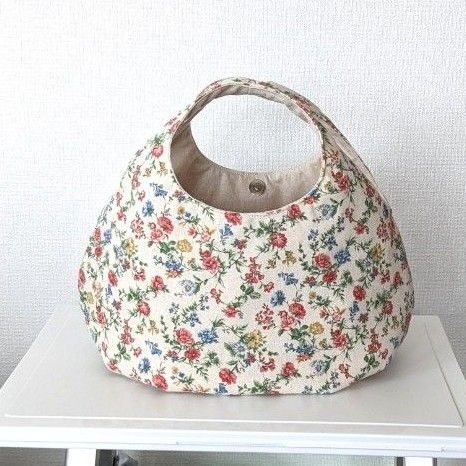 カラフルボタニカル 花柄 丸底 ころりんバック ハンドメイド 丸いバック 軽いバック