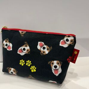 ハンドメイド☆20センチポーチ/犬柄・ジャックラッセルテリア