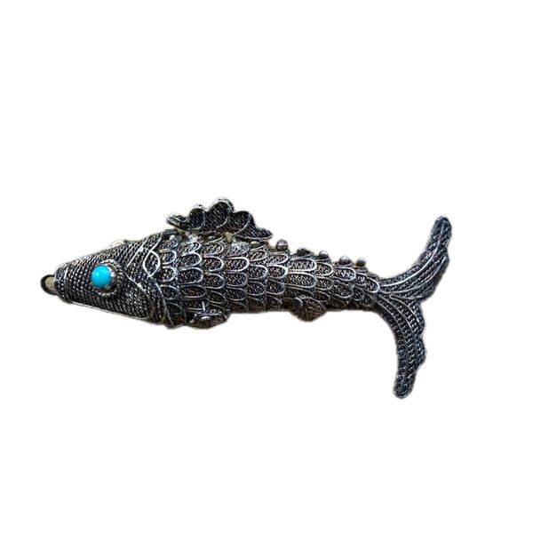 激レア シルバー フィリグリー純銀細工 魚 ペンダントトップ