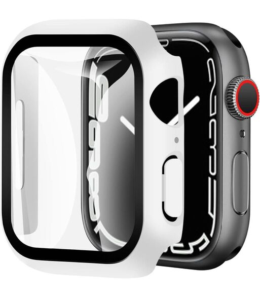 Apple Watch 用 ケース ガラスフィルム 一体型 PC素材 全面保護 45mmホワイト