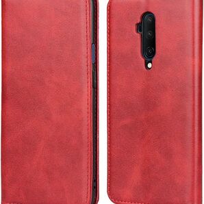 OnePlus 7T Pro ケース 手帳型 カバーワインレッド