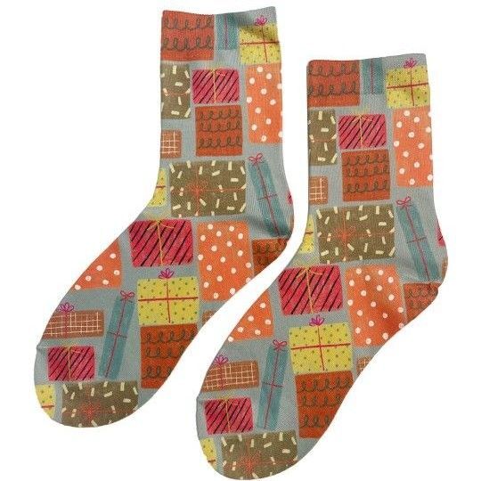 靴下 ソックス socks プリントソックス プレゼント柄 カラフル 派手 カジュアル レディース 23-25cm STREAM