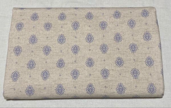 【特価】YUWA×SWANY コットンリネン生地 幅×50cm 生成り 綿麻ソフト加工 ダマスク柄風