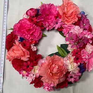 母の日用 カーネーションフラワーリース ピンク 赤 造花