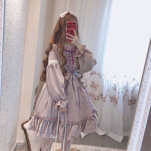 レディース ロリータワンピース 春夏 ロリータ リボン付き SLWA016
