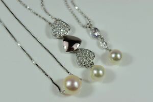 K14　美品　本真珠　SILVER ネックレス３本纏めて　１１．８ｇ