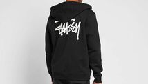 ラスト1 USA正規品 【S】 Stussy ステューシー BASIC ベーシック ロゴ LOGO スウェット ジップアップ 裏起毛 パーカー 黒 ブラック 新品_画像4