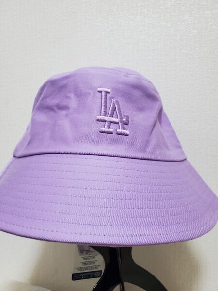 LA バケットハット 薄紫 MLB 59cm 帽子 男女兼用 新品 未使用