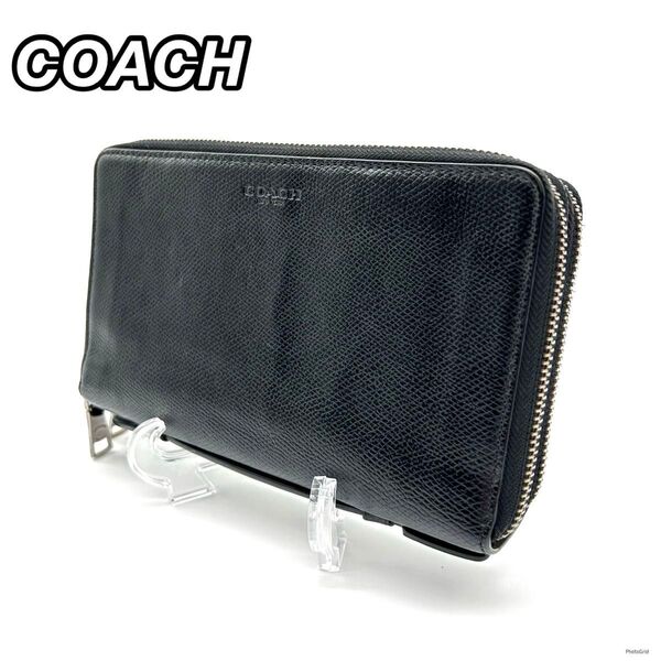 コーチ COACH オーガナイザー 長財布 シボレザー 多収納 大容量 カード入れ クラッチバッグ ビジネス フォーマル 多収納