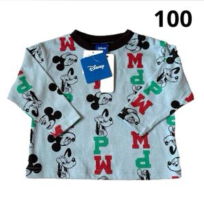 新品 未使用 ベビー キッズ ディズニー ミッキー プルート 長袖 Tシャツ ブルー 青 90