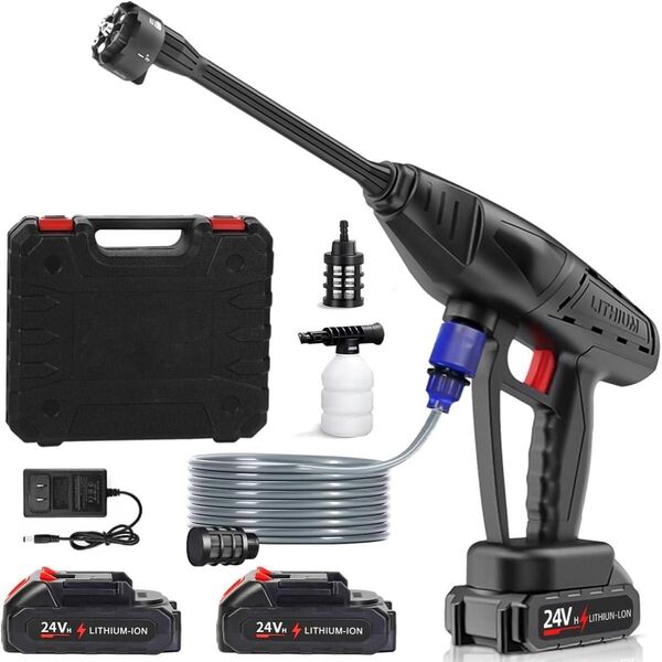 コードレス高圧洗浄機 8Mpa最大吐出力 吐出水量8L/min 20000mAh 大容量バッテリー 6in1ノズル付き