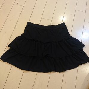 比較的綺麗 スカート 黒 女の子120 フリル ウエストゴム