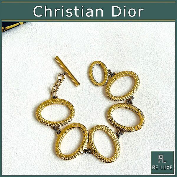 【美品】Christian Dior ヴィンテージ アクセサリーブレスレット ゴールド Tバー式 ゴールド