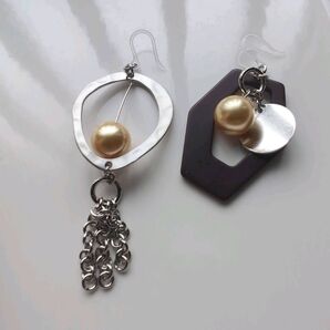 No.5【一点物】ハンドメイドピアス 樹脂フックピアス