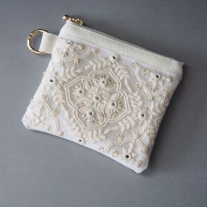 インド刺繍リボン ミニポーチ ハンドメイド