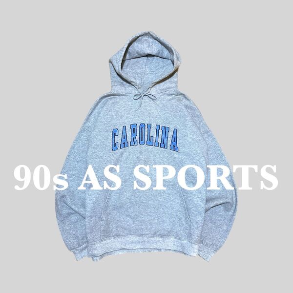 【90s】AS SPORTS カレッジ パーカー 古着 L ヴィンテージ フーディー スウェット 大きいサイズ ビッグシルエット