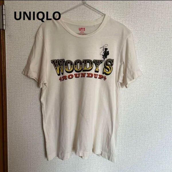 UNIQLO トイストーリー ウッディーロゴTシャツ Tシャツ 半袖 半袖Tシャツ 白 古着 ビンテージ