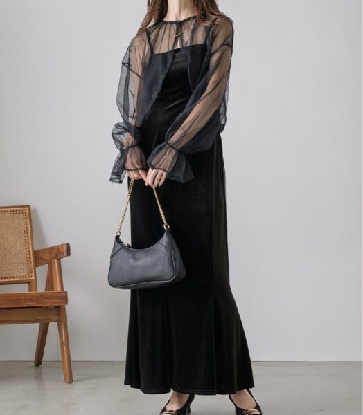 新品 NEUNA 4wayシアーベロアロングドレスセットワンピース