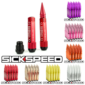 SICKSPEED M12xP1.5 ハイブリッドナット スパイク ロングタイプ 128mm ロックナット アルミ+スチール USDM ホイールナット シックスピード