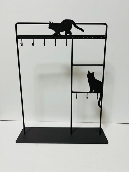 【お値下げしました】鉄製 アクセサリー掛け 猫デザイン 黒猫 猫デザイン 猫