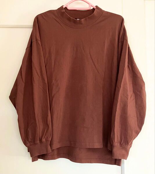 長袖Tシャツ カットソー L ブラウン 無地