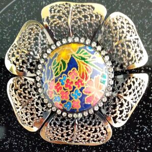 アクセサリー ブローチ デコパージュ ハンドメイド