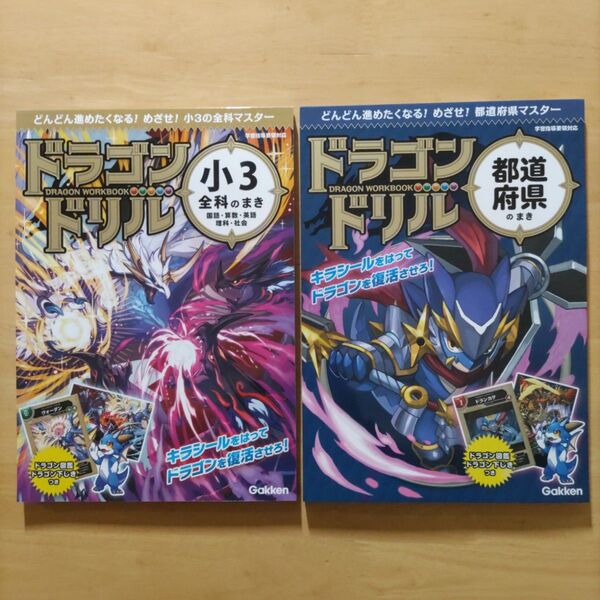 ドラゴンドリル小3全科のまき 国語算数英語 理科社会 & ドリルドリル都道府県のまき 2冊セット