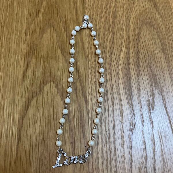 パールネックレス Loveチャーム付き
