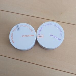 新品 イニスフリー ノーセバム ミネラルカラーパウダー ピーチ バイオレット 各1 ノーシーバム