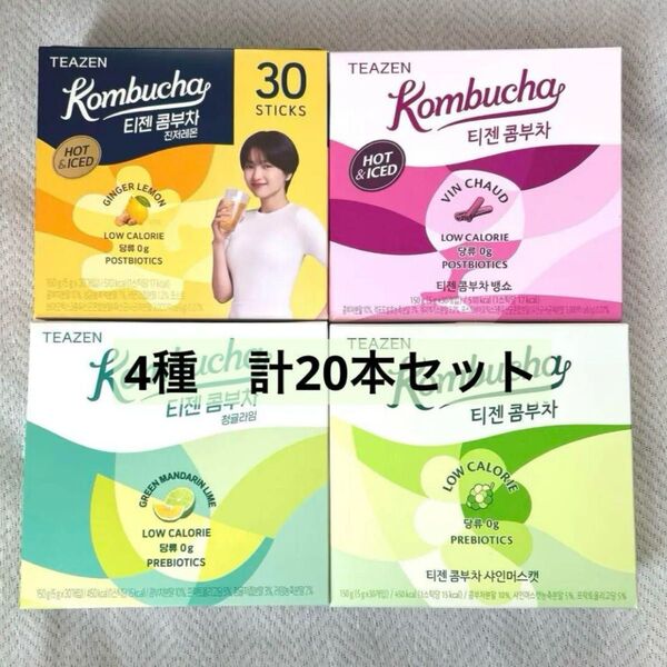 ティーゼン TEAZENコンブチャ4種 計20本セット ヴァンショー ジンジャーレモン 青みかんライム シャインマスカット