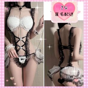 セクシーランジェリー ベビードール ホワイト×ブラックNO15