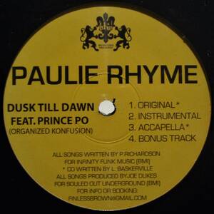 新品未使用 Paulie Rhyme / Dusk Till Down EP 12inchレコード　送料無料 (0759)