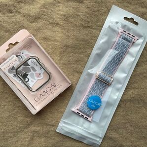 GAACAL Apple Watch 44.SE1.2 mmメタリックフレーム(シルバー)とストレッチナイロンバンドセット未使用品