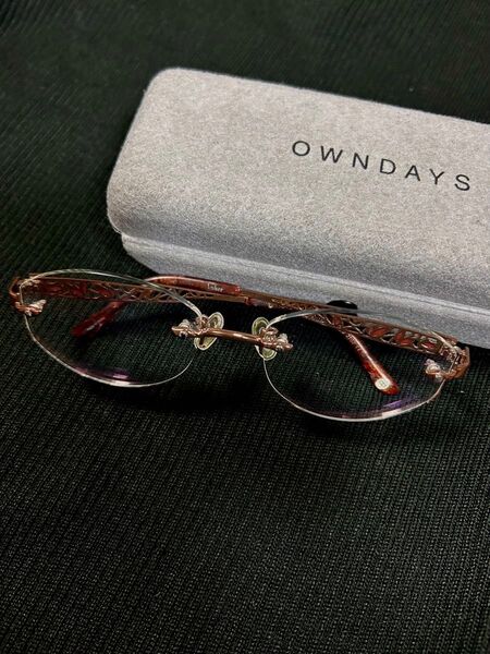 【OWNDAYS】ブラウン系◆お洒落ツーポイント◆オーバル型メガネ◆レディース