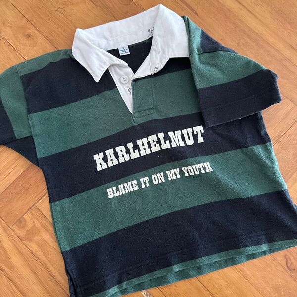 KARL HELMUT ラガーシャツ ボーダー Sサイズ キッズ Tシャツ 半袖 古着 カールヘルム
