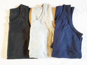 i325* with translation for children man and woman use cotton 100% Basic tank top 3 sheets set 150 size gray navy black mail delivery 
