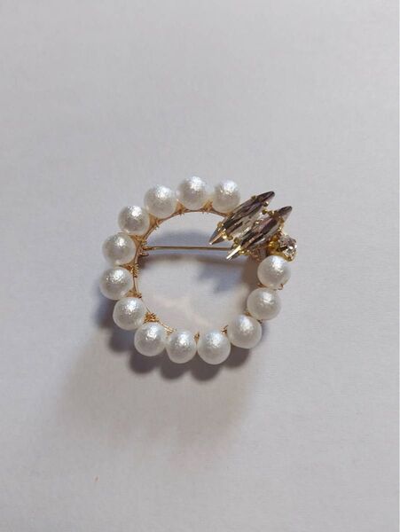 No.287 ハンドメイド サークルブローチ ビジュー
