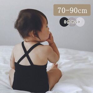 ベビーロンパース キャミソール 3色セット インナー 肌着 下着 可愛い おしゃれ 韓国子供服 女の子 男の子